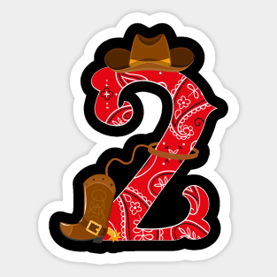 Kids 2nd Birthday Two Year Old Baby Cowboy Western Rodeo Party Sticker